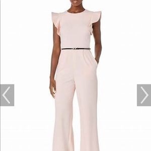 Calvin Klein jumpsuit. Flutter sleeve  belted 8
